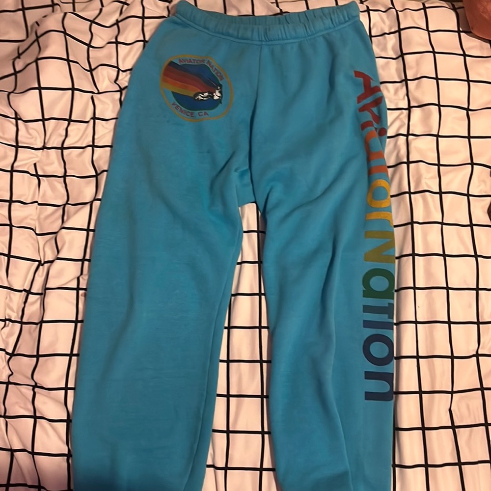 aviator nation sweatpants blue